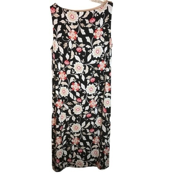 J Jill women’s sleeveless tank dress midi length size small tall black floral - Picture 5 of 11